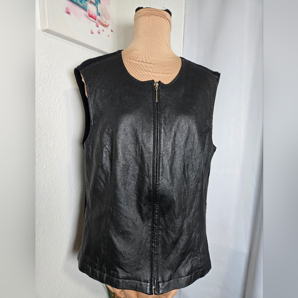 Jaclyn Smith Black Leather Vest